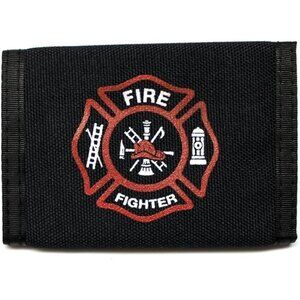 🆕Men  Black Nylon Fire Fighter Wallet with Card Holder & RFID Protection